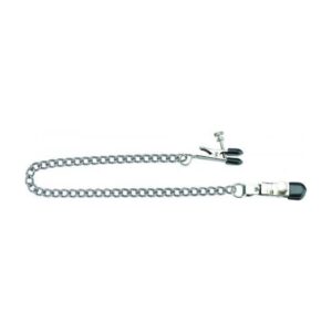 Adjustable Broad Tip Nipple Clamps With Loop And Link Chain Silver