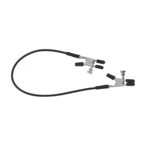 Blackline Adjustable Alligator Nipple Clamps With Rubber Tether - Black
