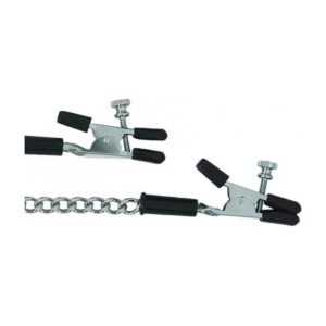 Spartacus Adjustable Nipple Clams With Curbed Chain Rubber Tipped