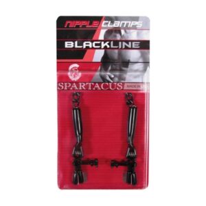 Spartacus Blackline Nipple Clamps Adjustable Rubber Tipped Pinchers
