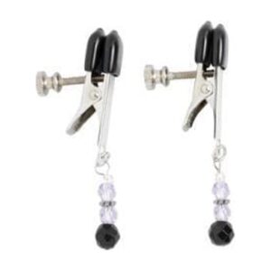 Adjustable Broad Tip Nipple Clamps W/Purple Beads