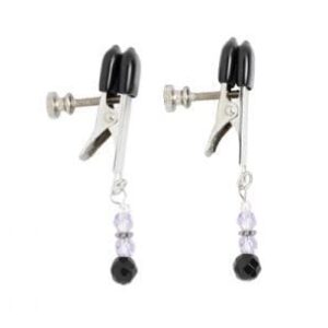 Adjustable Broad Tip Nipple Clamps W/Purple Beads