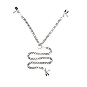 Y Style Adjustable Broad Tip Nipple Clamps With Clit Clamp Silver