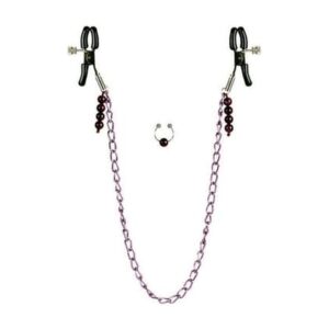 Nipple Clamps- Purple Chain with Navel Ring