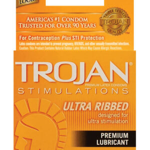 Trojan Ultra Ribbed Condoms - Box of 3